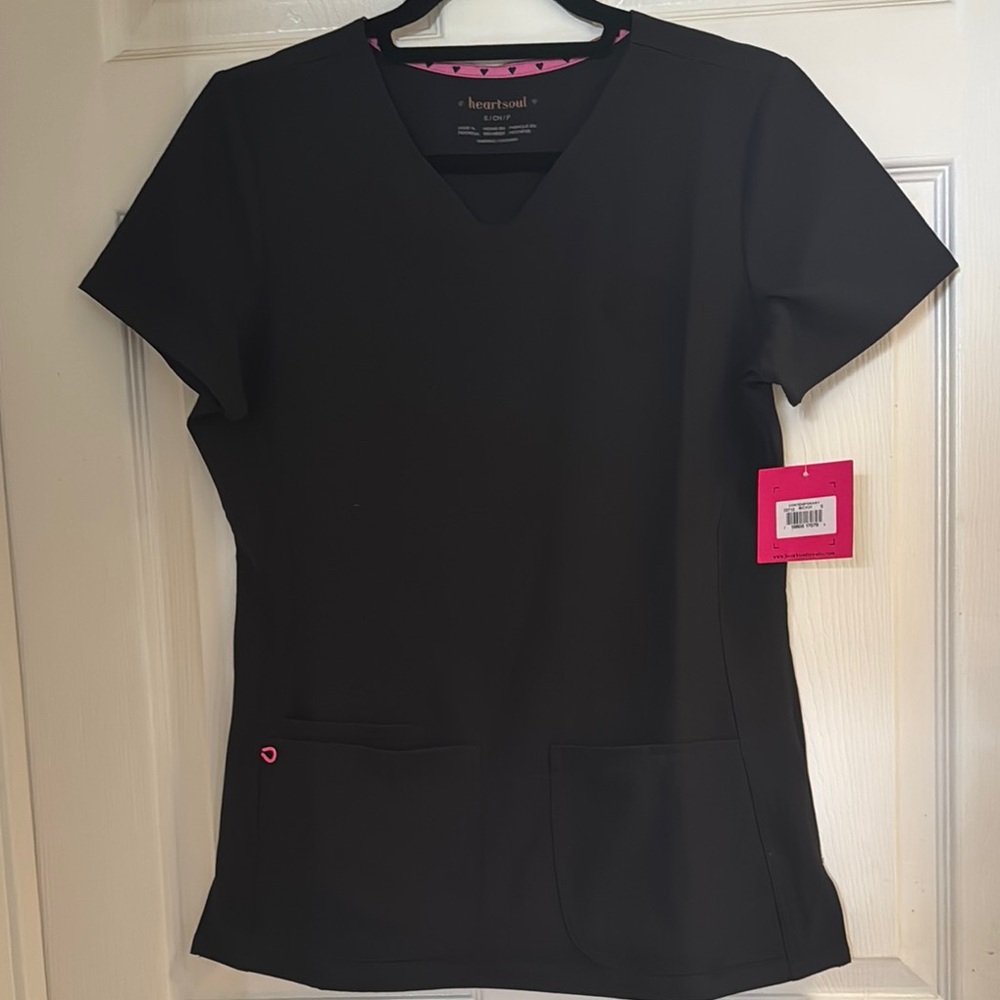 HeartSoul Black Boot Cut Scrub with Flare Pants Set Sz S - Picture 2 of 9